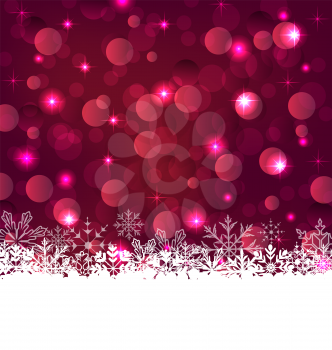 Illustration Christmas glowing background with snowflakes - vector