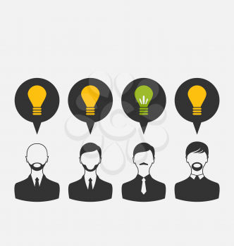Illustration business people with light bulbs as a concept of new ideas - vector