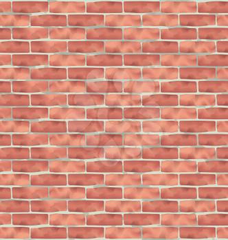Illustration brown brick wall, grunge texture background - vector