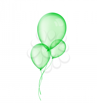 Illustration three green balloons isolated on white background - vector