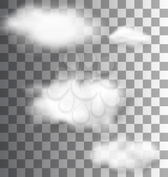 Illustration Set Fluffy Transparent Clouds - vector