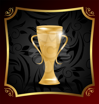 Illustration Golden Championship Trophy Cup on Luxury Background - Vector