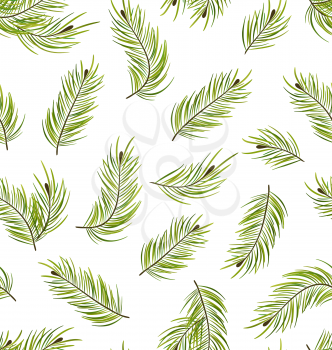 Illustration Seamless Pattern with Fir Branches, Nature Texture - Vector