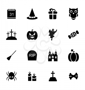 Illustration Halloween Traditional Icons Isolated on White Background - Vector