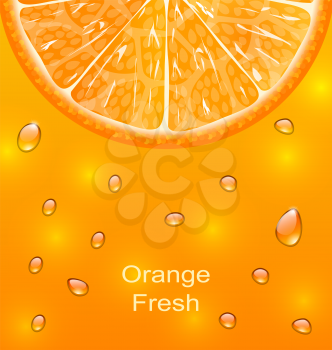Illustration Orange Background with Slice and Drops - Vector