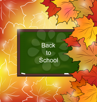 Illustration School Board with Maple Leaves, Autumn Bright Background - Vector