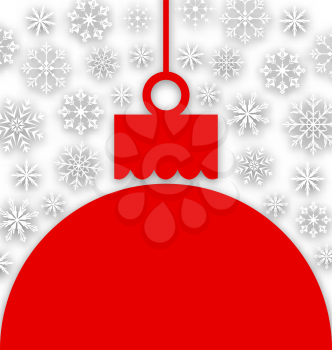 Illustration Snowflake Background with Christmas Paper Ball - Vector