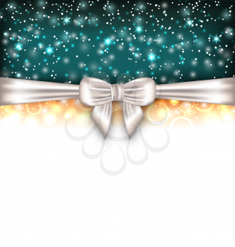 Illustration Glowing Luxury Background with Bow Ribbon, Copy Space for Your Text - Vector
