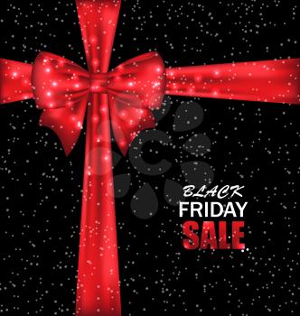 Illustration Advertising Background with Bow Ribbon for Black Friday Sales - Vector