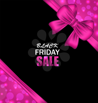 Illustration Glowing Banner Clearance with Bow Ribbon for Black Friday Sales - Vector