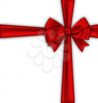 Illustration Red Satin Ribbon and Bow Isolated on White Background - Vector