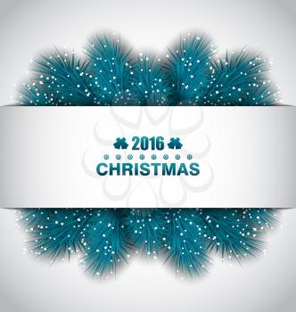 Illustration Christmas Border with Blue Fir Branches - Vector
