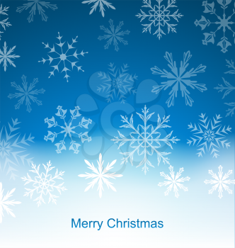 Illustration New Year Blue Background with Snowflakes - Vector