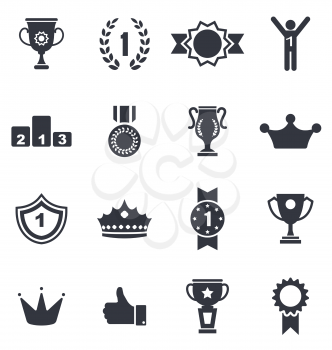 Illustration Collection Colorful Awards Icons Isolated on White Background - Vector
