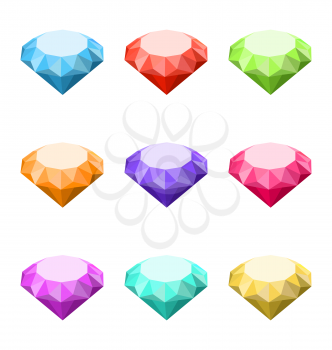 Illustration Collection Colorful Diamonds Isolated on White Background - Vector