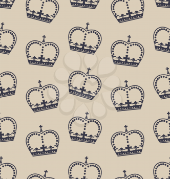 Illustration Seamless Wallpaper Representing the Crown of the British Royal Family. Retro Background - Vector