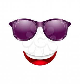 Illustration Abstract Fun Face with Mouth and Sunglasses - Vector