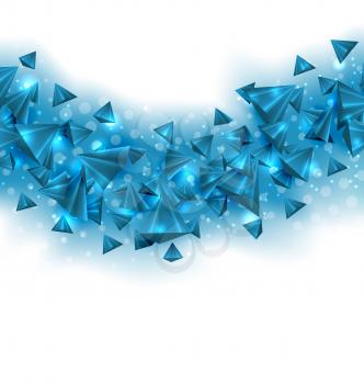 Illustration Abstract Blue Background with Pyramids and Light Effects. Copy Space for Your Text - Vector