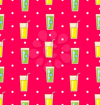 Illustration Colorful Seamless Pattern or Background with Icons Of Alcohol Drinks and Cocktails - Vector