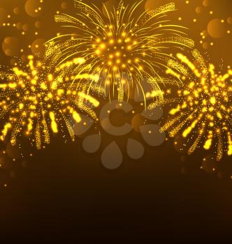 Illustration Festive Firework Bursting, Holiday Background - Vector