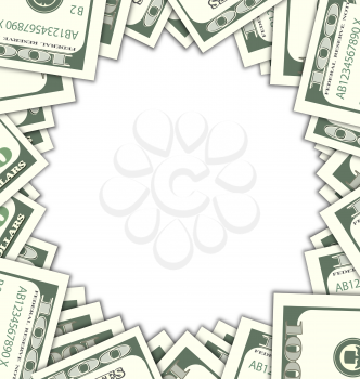 Illustration Round Frame with Dollars with Shadows on White Background. Space for Your Message - Vector