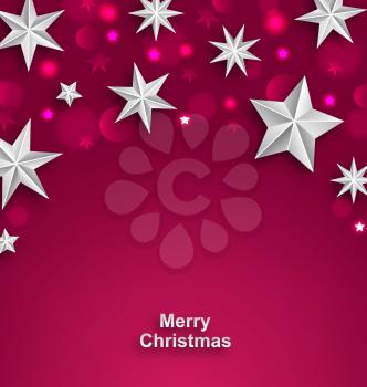 Illustration Pink Abstract Celebration Background with Silver Stars for Merry Christmas - Vector