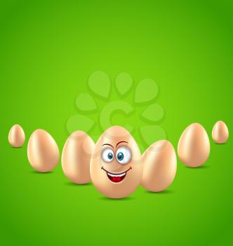 Illustration Easter Background with Crazy Paschal Egg, Copy Space for Your Text - Vector