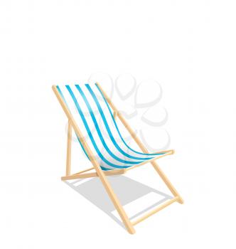 Illustration Wooden Beach Chaise Longue Isolated on White Background - Vector