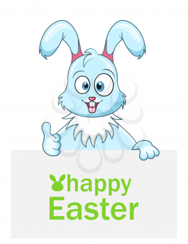 Cute Rabbit with Sheet of Paper for Happy Easter - Illustration Vector