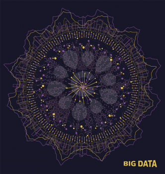 Big Data Visualization. Fractal Elements with Lines and Dots Array. Visual Abstract Structure - Illustration Vector