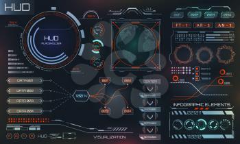 Futuristic Interface HUD Design, Infographic Elements,Tech and Science, Analysis Theme - Illustration Vector