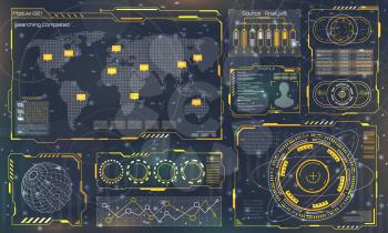 Futuristic Interface HUD Style and Infographic Elements. Abstract Virtual Graphic Touch UI - Illustration Vector
