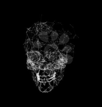 Skull Made in Polygons Plexus, Geometric Structure - Illustration Vector