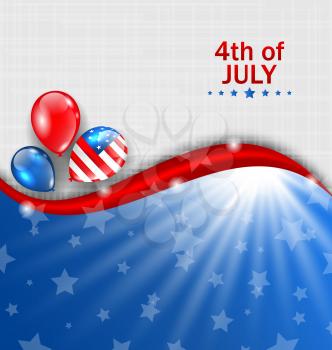 American Wallpaper for Independence Day, Traditional National Colors, Balloons - Illustration Vector