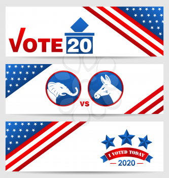 Presidential Election 0f USA 2020. Vote, Voting. Set American Advertising Banners - Illustration Vector