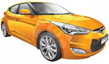 High quality photorealistic illustration of Korean hot hatch, isolated on white background. 