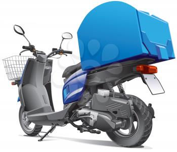 High quality photorealistic illustration of scooter for delivery goods, isolated on white background. File contains gradients. No blends and strokes.
