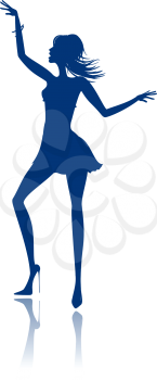 Royalty Free Clipart Image of a Dancing Girl Silhouette