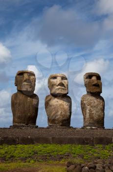 Easter Island Statues under blue sky