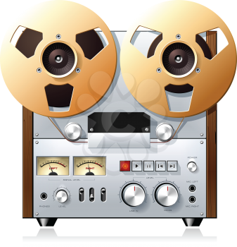 Royalty Free Clipart Image of a Vintage Hi-Fi Stereo Reel to Reel Tape Deck  Player Recorder #509911