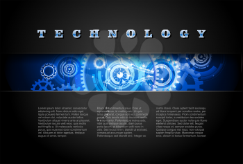 Metal Technology Panel With Glowing Gears vector