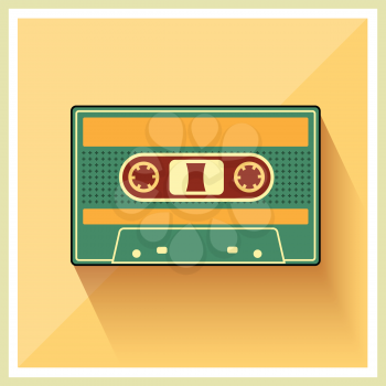 Audio  Compact Cassette Tape on Retro Background vector