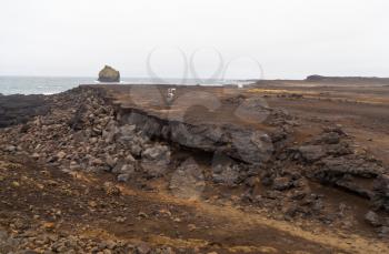 Iceland Reykjanes peninsula rocky volcanic sulfur stones shore coast line landscape