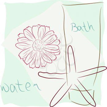 Royalty Free Clipart Image of a Bath and Water Drawing