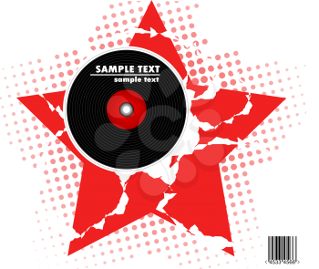 Royalty Free Clipart Image of a Record on a Star