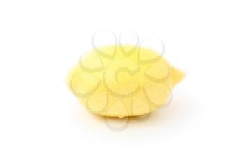 Macro of lemon isolated on white background