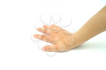 Children's hand isolated on white background