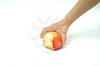 photograph of hand holding a red apple