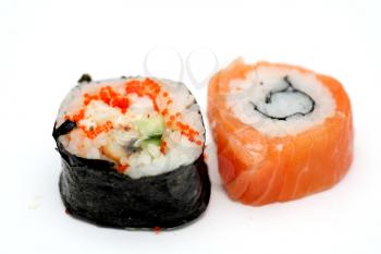 two delicious sushi isolated on white
