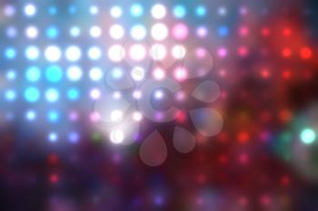 illustration of blurred neon disco light dots pattern on dark background